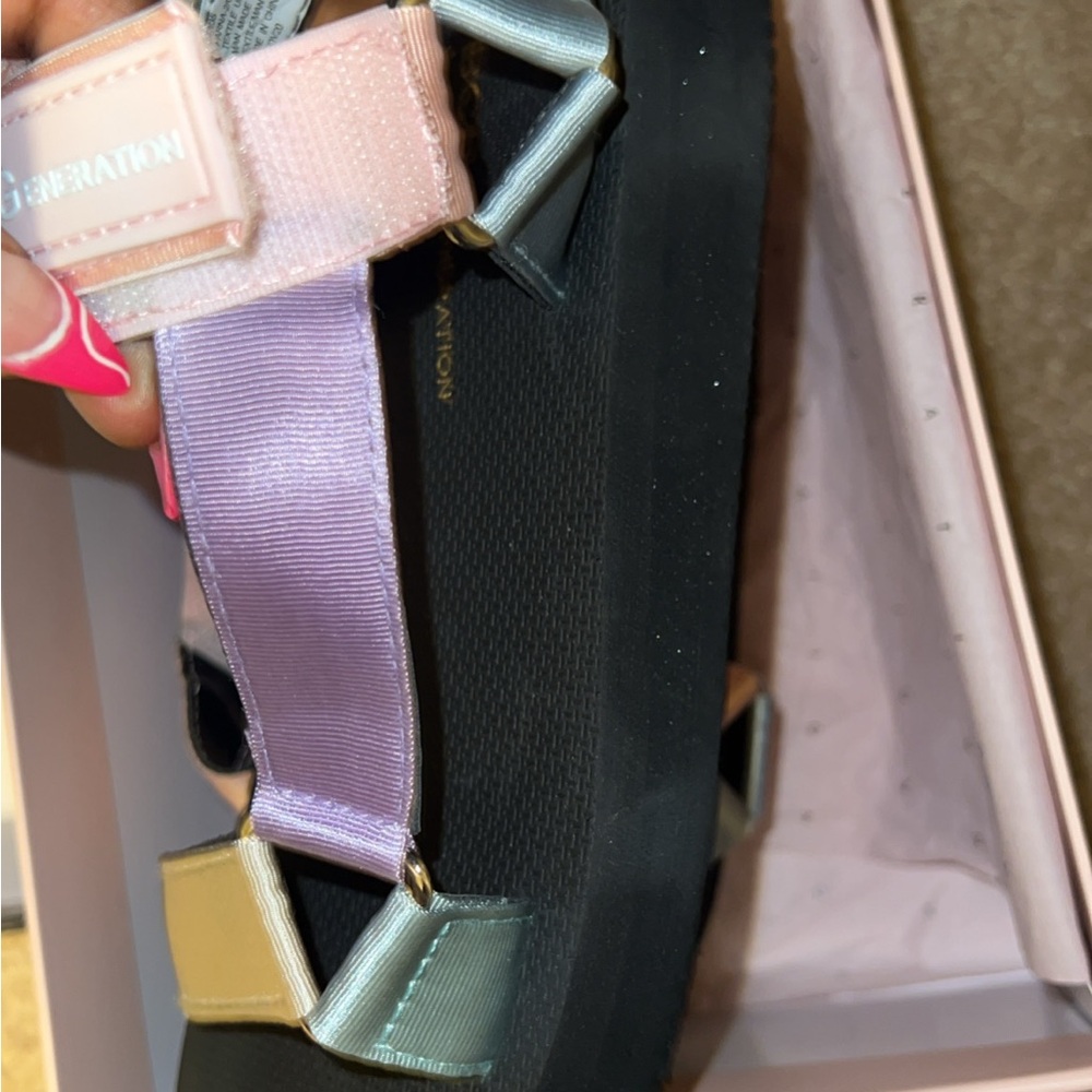 Bcbgeneration Black And Pink Patchwork Sandals - image 2